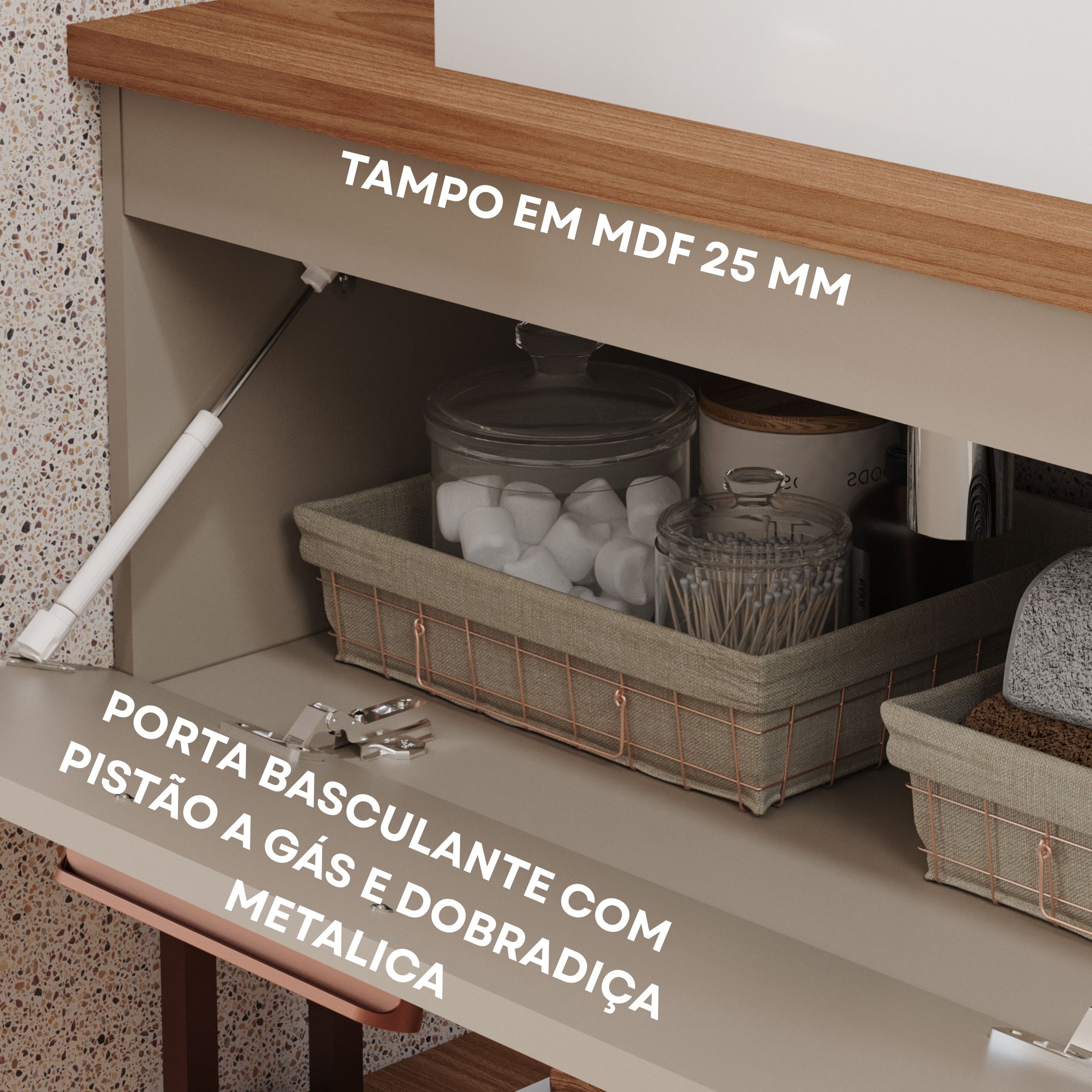 Gabinete Suspenso com Cuba 60cm Mari Espresso Móveis - 3