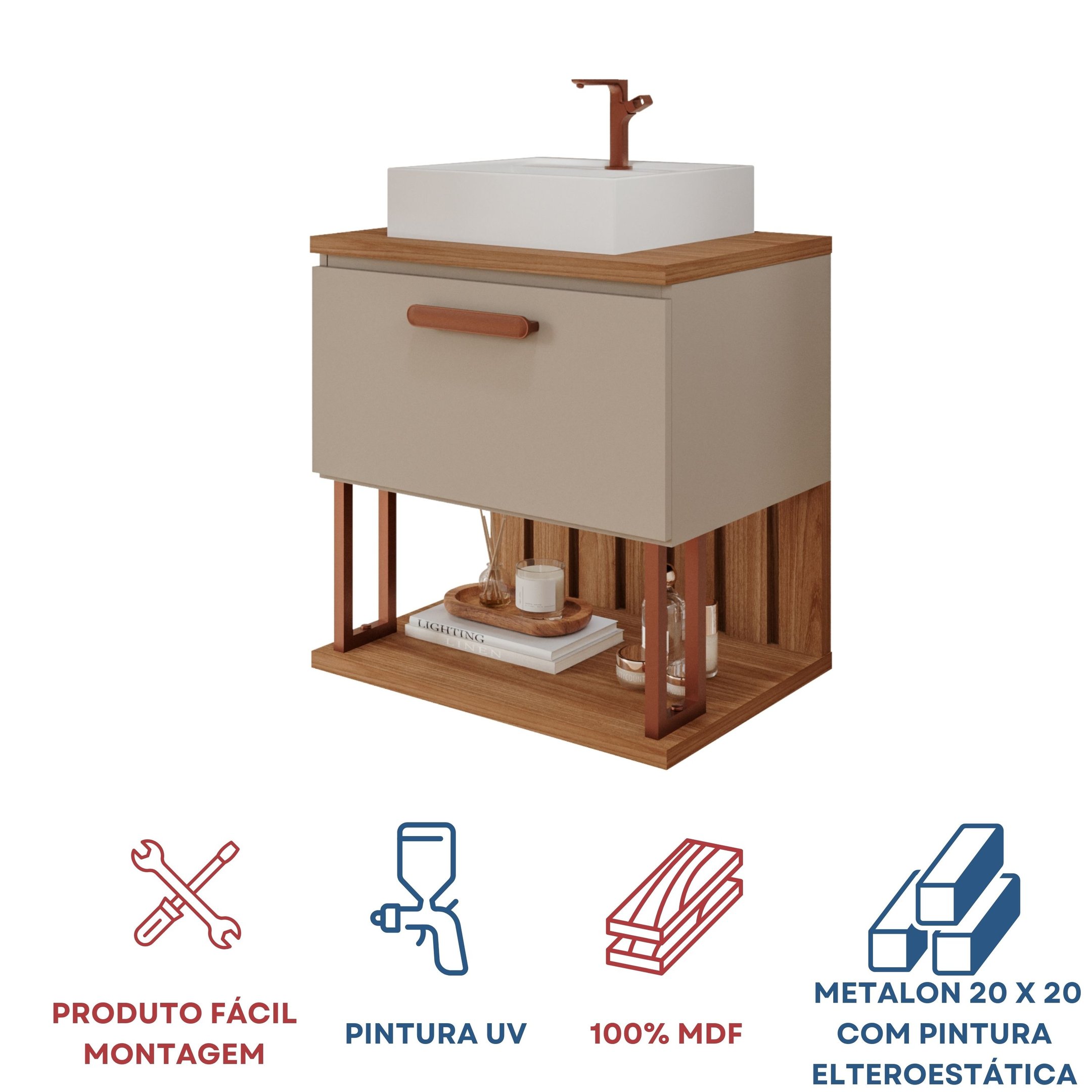 Gabinete Suspenso com Cuba 60cm Mari Espresso Móveis - 4