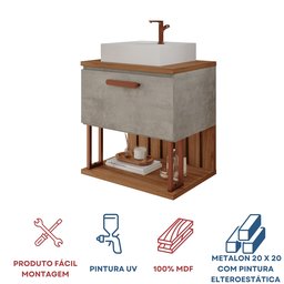 Gabinete Suspenso com Cuba 60cm Mari Espresso Móveis - 4