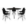 Mesa Jantar Redonda 110cm Preta Clips 3 Pés com 5 Cadeiras Eames Eiffel Pretas Ferro Preto - 2