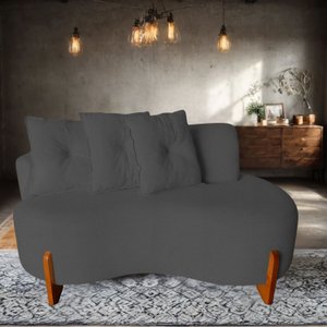 Namoradeira Sofá 2 Lugares Feijão Plaza Orgânica Boucle Cinza Luxo