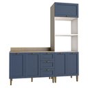 Ver imagem 2 de Cozinha Modulada Aurora Provençal 190cm Conjunto Clássico Cor:branco com Azul