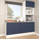 Ver imagem 1 de Cozinha Modulada Aurora Provençal 190cm Conjunto Clássico Cor:branco com Azul