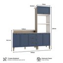 Ver imagem 3 de Cozinha Modulada Aurora Provençal 190cm Conjunto Clássico Cor:branco com Azul