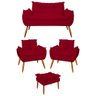 Kit 2 Poltronas + Namoradeira + Puff Opala Decorativa Balaqui Vermelho - 1