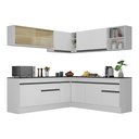 Ver imagem 1 de Armário de Cozinha Completa de Canto com Rodapé Veneza Multimóveis V2096 Branco/Preto