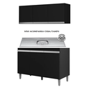 Ver imagem 1 de Kit  Balcão Manu 120mt  Sem Tampo e  Armário Suspenso Andréia com 3 Portas  Preto Ajl