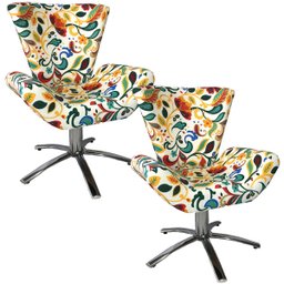 Kit Duas Poltronas Giratória Elegance Jacquard:floral Color - 1