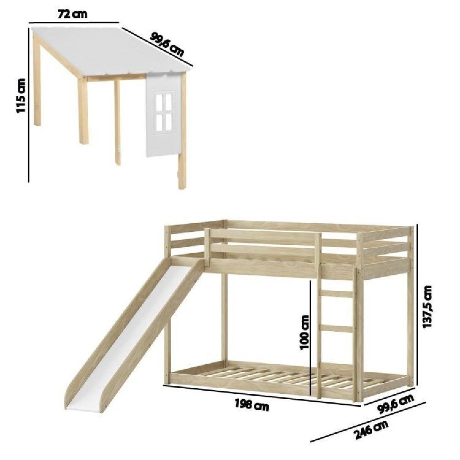 Beliche Montessoriano Prime Escorregador e Telhado II Natural Casatema - 8