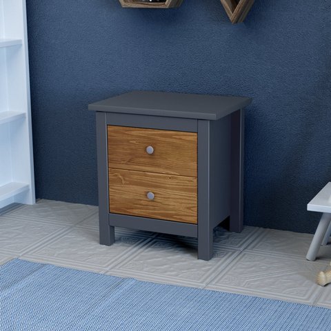 Mesa de Cabeceira 2 Gavetas Cinza