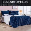 Ver imagem 5 de Conjunto Cama King Size Colcha Romance 200 Fios Super Elegante Petit Poá:marinho