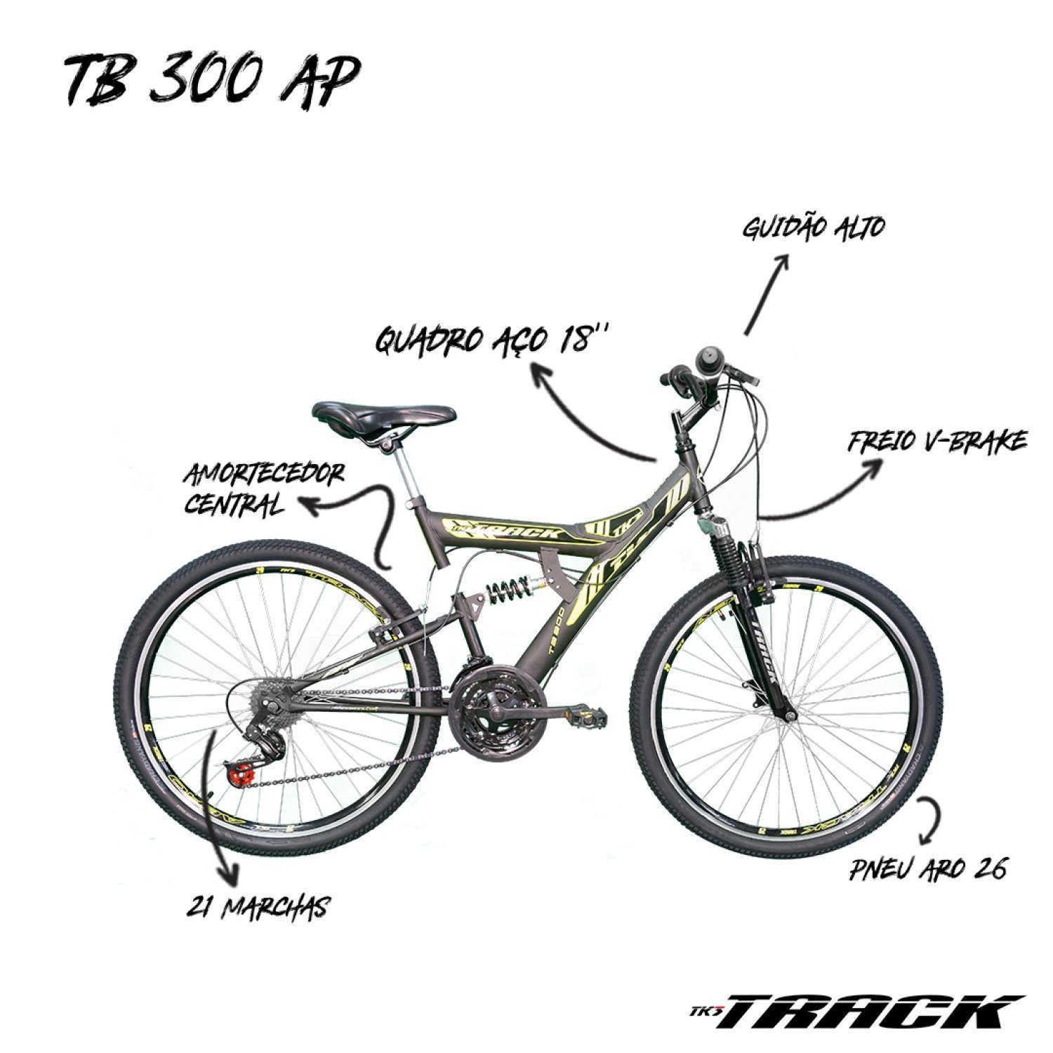 Bicicleta A26 Tb300xs MTB 21V com Dupla Suspensão TK3 Track - 8