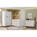 Ver imagem 1 de Quarto Infantil Completo Topazio Guarda Roupa Comoda e Berço Branco - Peternella