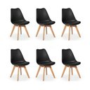 Ver imagem 1 de Kit C/ 6 Cadeiras Leda - Charles Eames Saarienen Wood com Almofada Preta