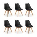 Ver imagem 1 de Kit C/ 6 Cadeiras Leda - Charles Eames Saarienen Wood com Almofada Preta