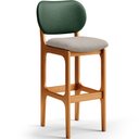Ver imagem 3 de Kit 2 Banquetas Alta Bar Cozinha Sala Jantar Betta L02 Imbuia Facto Verde Linho Bege - Lyam Decor