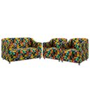 Ver imagem 1 de Kit Poltrona Namoradeira e 2 Poltronas Alya Suede Estampado Colorido Aradecor