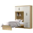 Ver imagem 7 de Roupeiro com Cama Lisboa 4 Portas - Castanho/off White