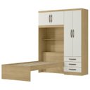Ver imagem 4 de Roupeiro com Cama Lisboa 4 Portas - Castanho/off White