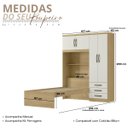 Ver imagem 2 de Roupeiro com Cama Lisboa 4 Portas - Castanho/off White
