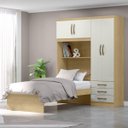 Ver imagem 1 de Roupeiro com Cama Lisboa 4 Portas - Castanho/off White