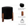Kit 2 Puff Redondo Luxo Pés em Madeira Luna Veludo Moderno Conforto Penteadeira Cor Preto - 3