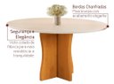 Ver imagem 3 de Mesa de Jantar 4 Lugares Retangular Moderna Bella, Tampo Chanfrado Mdf/vidro, Base Madeira Maciça