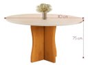 Ver imagem 2 de Mesa de Jantar 4 Lugares Retangular Moderna Bella, Tampo Chanfrado Mdf/vidro, Base Madeira Maciça