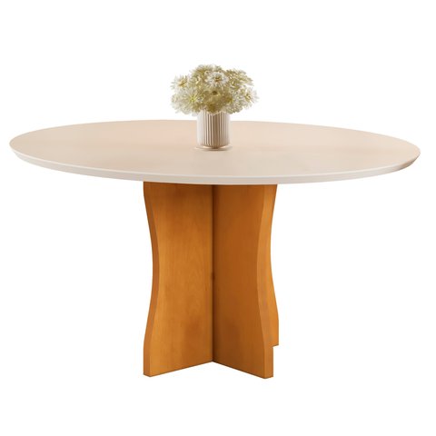 Mesa de Jantar 4 Lugares Retangular Moderna Bella, Tampo Chanfrado Mdf/vidro, Base Madeira Maciça