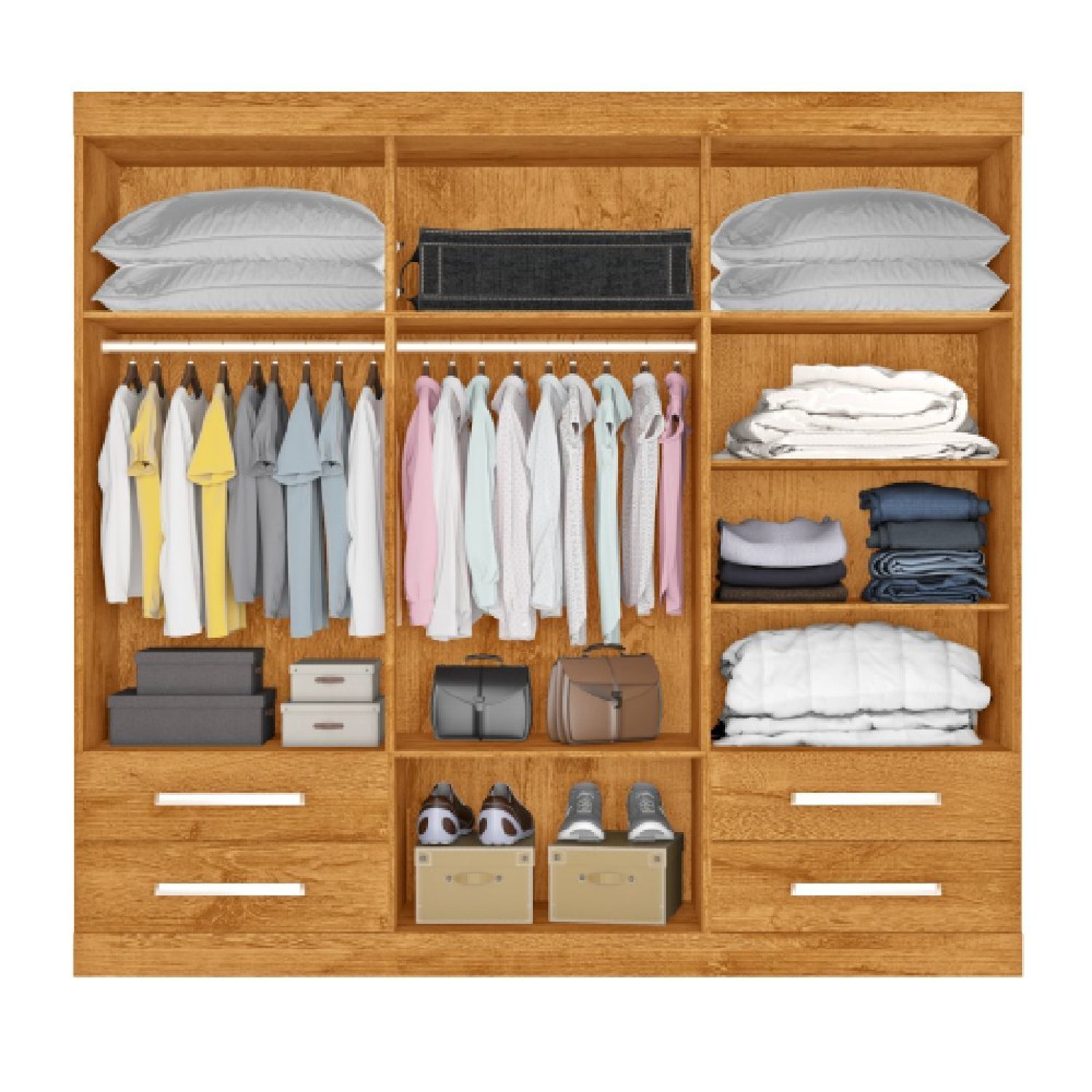Guarda Roupa Casal Espelhado 6 Portas 4 Gavetas Nice Made Marcs - 2