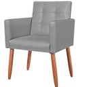 Ver imagem 1 de Poltrona Decorativa Tecido Corano Pés Palito para Recepção Clinica Base Reforçada