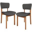 Ver imagem 1 de Kit 02 Cadeiras para Sala de Jantar Cozinha Living Estofada Dara L02 Linho Cinza Escuro - Lyam Decor