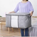 Ver mais imagens de Organizador de Roupas Grande com Ziper Alca Multiuso TNT Edredom Toalha Closet Armario Pratico Resis