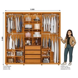 Guarda Roupa Casal Miró Ripado 6 Portas Cinamomo com Espelho - Madetec - 4