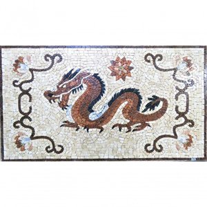 Piso em Mosaico Dragão Chines Furioso Tamanho 130x190cm