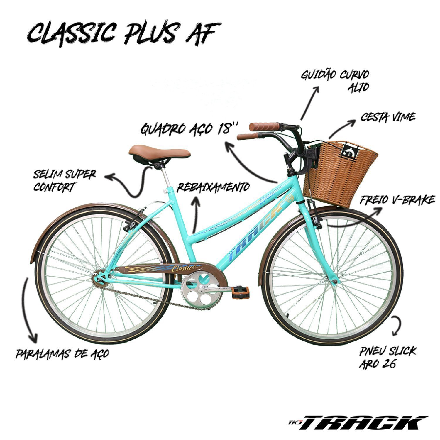 Bicicleta A26 Classic Plus com Cesta TK3 Track - 8