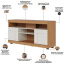 Ver imagem 4 de Rack para Sala de Estar TV 47 pol com Rodízios Raya C04 Freijó Off White - Lyam Decor