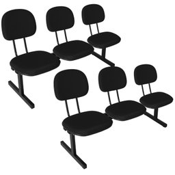 Kit 2 Cadeiras Escritório Longarinas de 3 Lugares Ecoflex - 1