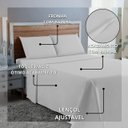 Ver imagem 4 de Kit Roupa Cama Casal 100% Algodão 4 Peças Percal 300 Fios Hotel Pousada:branco