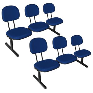 Kit 2 Cadeiras Escritório Longarinas de 3 Lugares Ecoflex