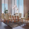Conjunto Sala de Jantar Mesa Viena Madeira Maciça 160x90cm Tampo Retângular Vidro Off White com 6 Ca - 1