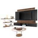 Ver imagem 1 de Home Suspenso Illusion 2.2 Preto Castanho e Aparador Infinity e Mesa de Centro Sky com Tampo de Vidr