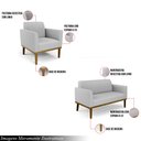 Ver imagem 3 de Conjunto 2 Poltronas e 1 Namoradeira Decorativa Isabella Pés Fixo em Madeira Castanho Linho Cinza G1