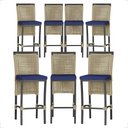 Ver imagem 1 de 7 Banquetas em Alumínio Roma Preta Corda Náutica Tecido 10