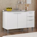 Ver imagem 2 de Balcão de Cozinha com Pia Inox 120cm Pérola Z34 Branco - Mpozenato