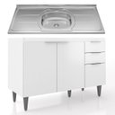 Ver imagem 1 de Balcão de Cozinha com Pia Inox 120cm Pérola Z34 Branco - Mpozenato