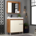 Ver imagem 1 de Gabinete de Banheiro 80cm com Lavatório e Armário Ref 870 Cewal - Amendoa/off White