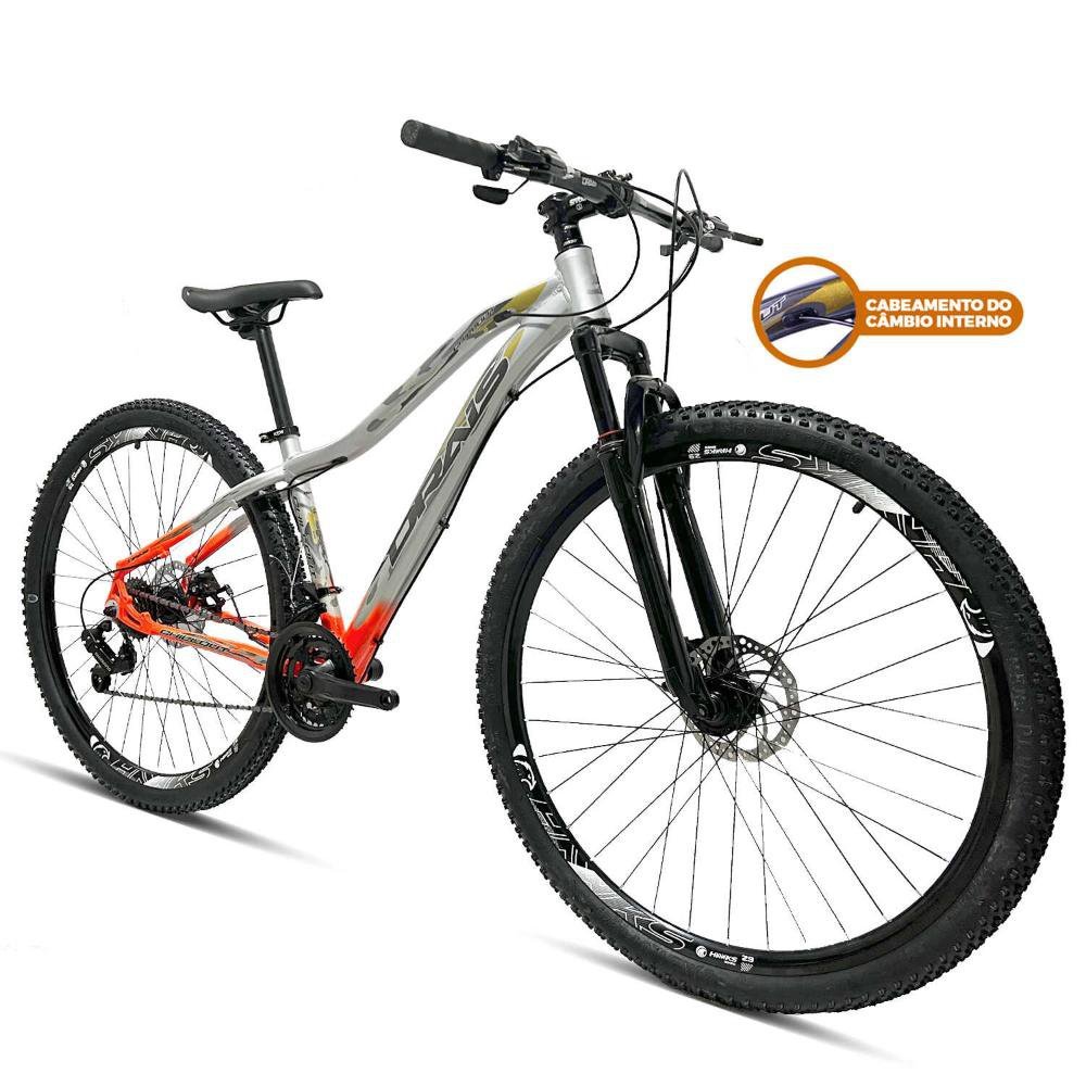 Bicicleta 29 Shimano 21 marchas Drais Chillout Freio disco - prata+laranja - 17 - 2