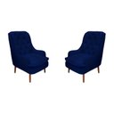 Ver imagem 1 de Kit 2 Poltronas Decorativas Lille Suede Azul Marinho - Dominic Decor