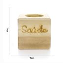 Ver imagem 6 de Porta Vela Quadrado Natal Saúde Madeira e Dourado 7 cm - D’Rossi